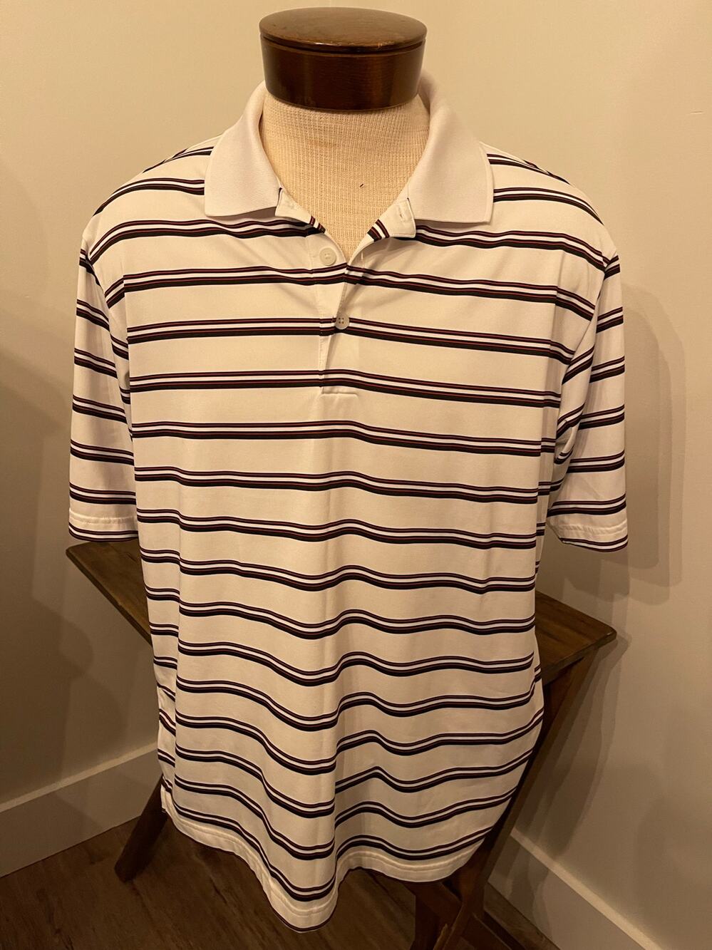 Adidas Striped Golf Shirt Size Large